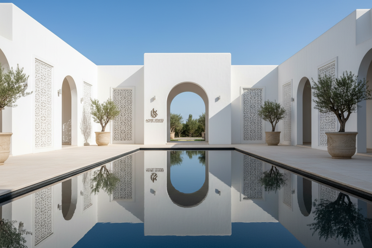 Villa mediterránea de lujo con arquitectura limpia